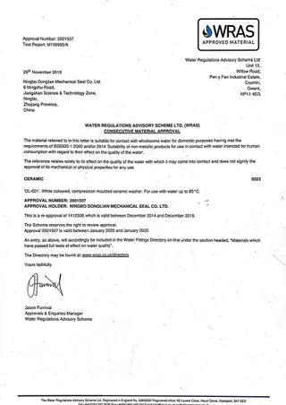 WRAS A Donglian Ceramic Supplier