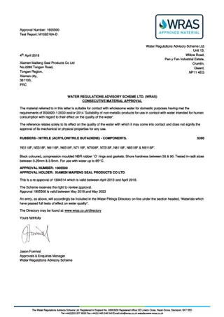 WRAS NBR 1805500 Maifeng Rubber Supplier